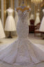 Delicate Sleeveless Beading Sheer Tulle Appliques Mermaid Sparkling Wedding Dresses