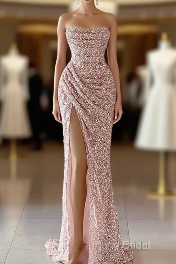 Dusty Pink Square Neck Sleeveless Mermaid Formal Prom Dresses