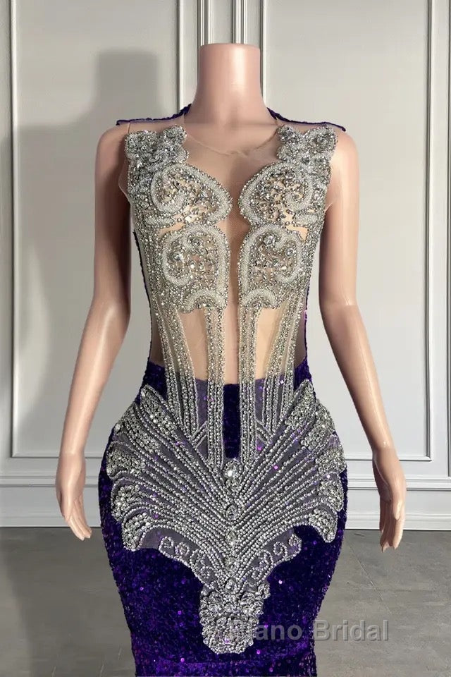 Sequined Sleeveless Mermaid Formal Prom Dress with Beadings Secondary image