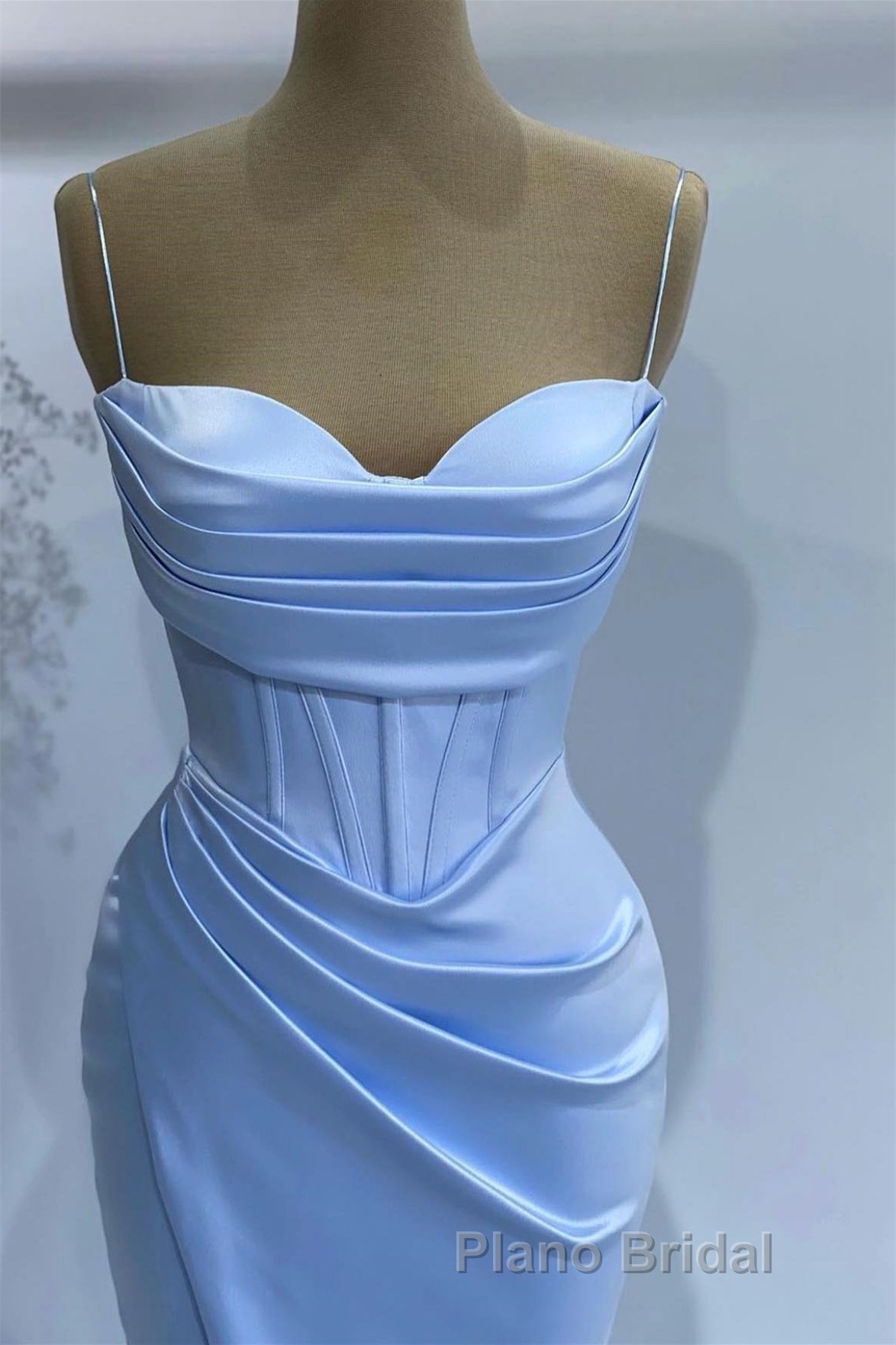 Baby Blue Mermaid Sweetheart Formal Prom Dress With Spaghetti Straps Secondary image