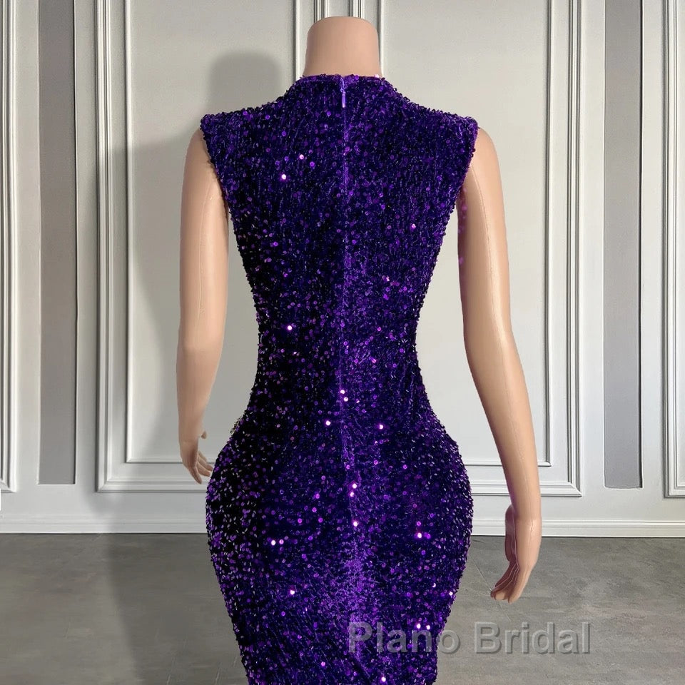 Sequined Sleeveless Mermaid Formal Prom Dress with Beadings
