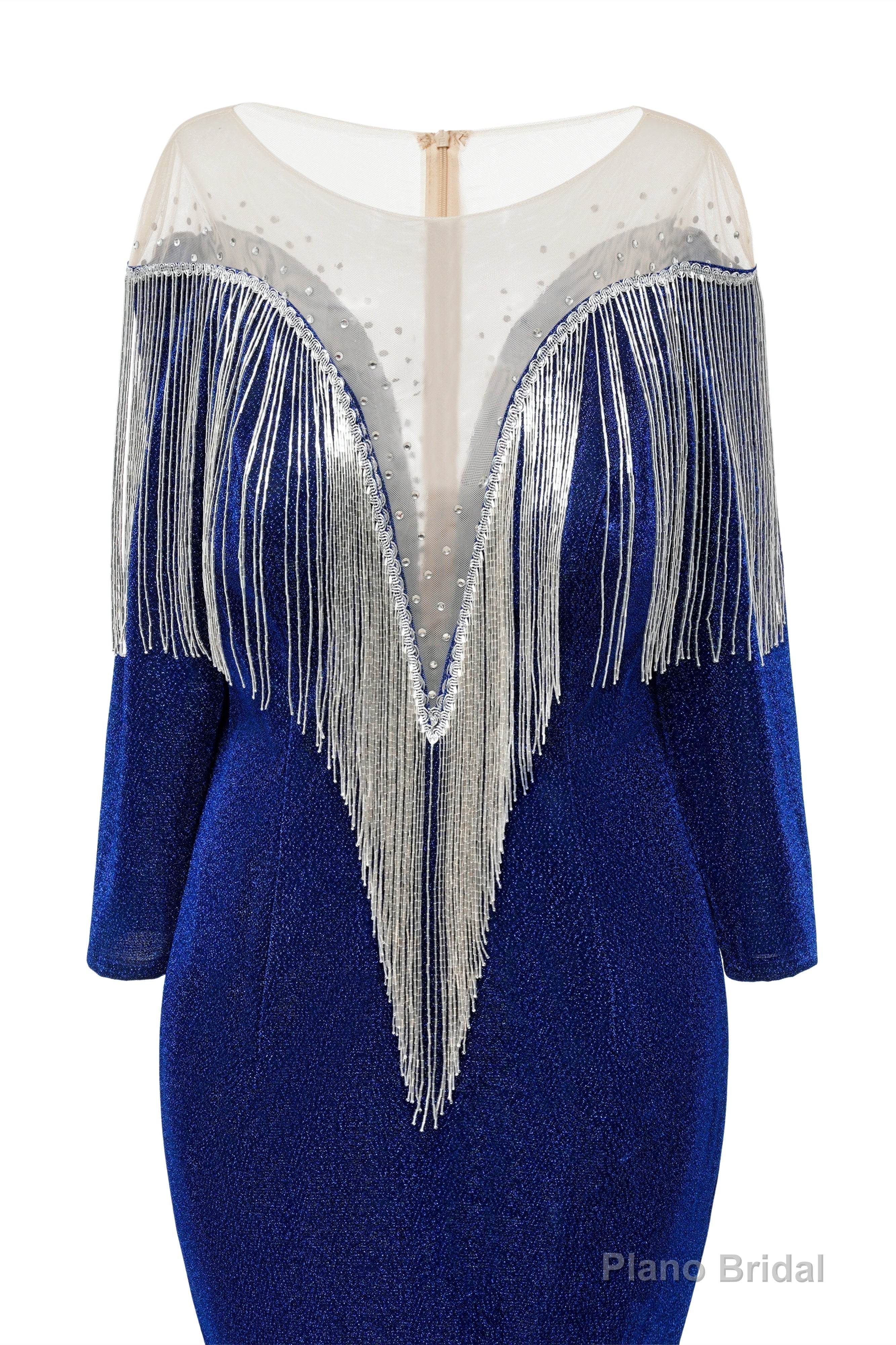 Deep V-neck Shiny Khaki Prom Dresses Long sleeves Mermaid Evening Party Dresses