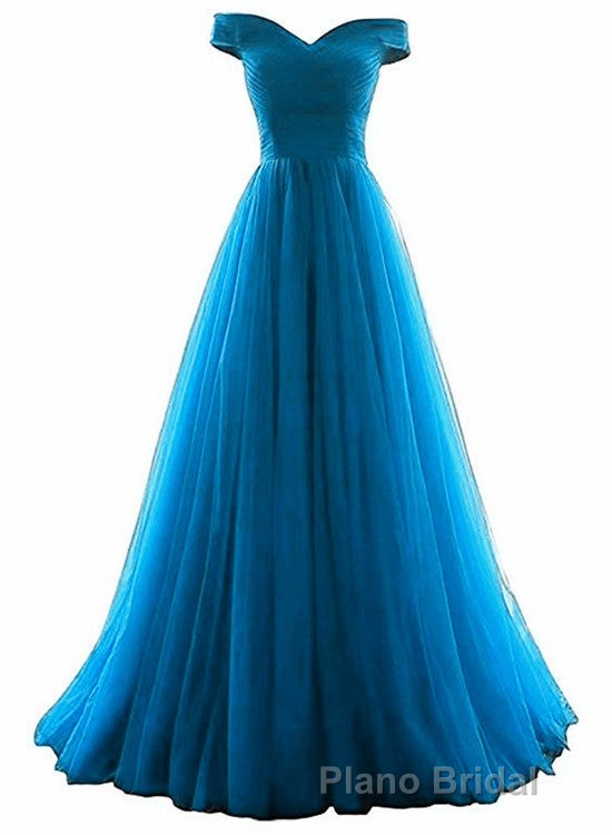 Tulle Off Shoulder Floor Length Party Dresses, Long Formal Prom Dresses, Formal Prom Dresses