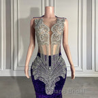 Sequined Sleeveless Mermaid Formal Prom Dress with Beadings