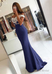 Elastic Satin Prom Dresses Trumpet/Mermaid V-Neck Sweep Train With Lace
