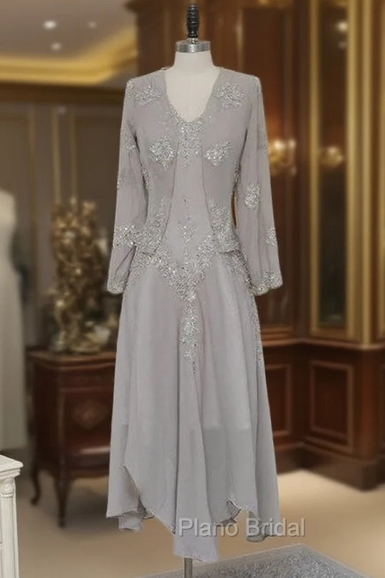 Elegance Silver Mother Of The Bride Dresses A-line With Jacket Chiffon Main image