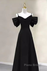 Elegant A Line Black Long Formal Prom Dresses Formal Evening Dresses