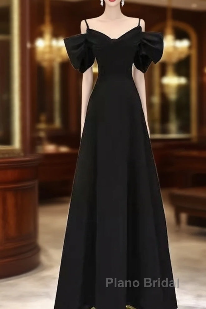 Elegant A Line Black Long Formal Prom Dresses Formal Evening Dresses