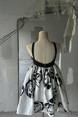 Elegant A-Line Flower Butterfly Black Short Homecoming Dresses Online,
