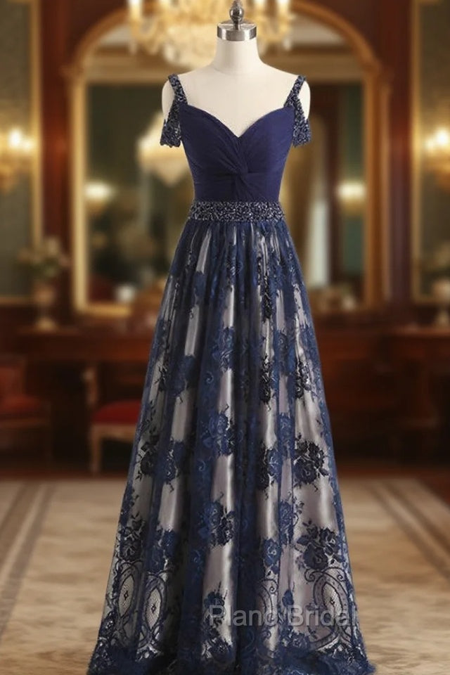 Elegant A-line Long Evening Dresses Beads Sash Straps Zipper Back Formal Prom Celebrity Dresses Main image