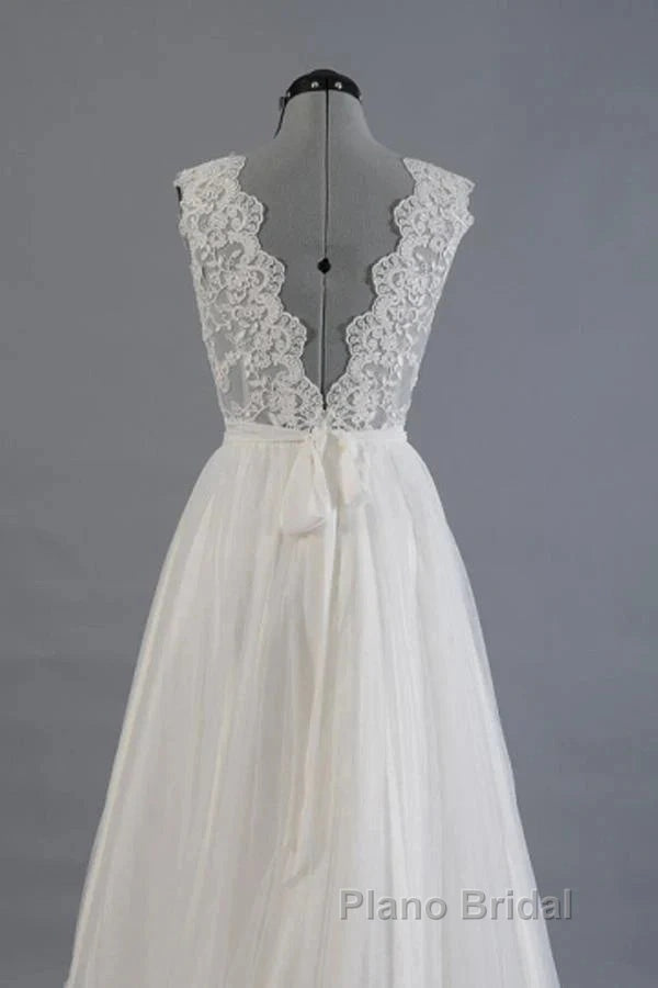 Elegant And Noble A-Shaped V-Neck Belt With Stickers For Beach And Floor Length Wedding Dresses