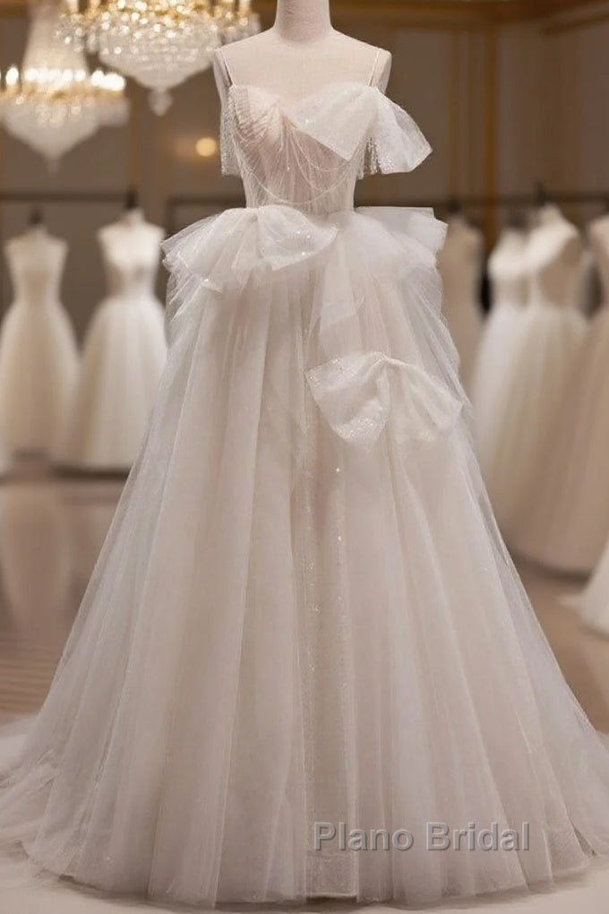 Elegant And Noble Ivory Sleeveless Off Shoulder Beaded Bow Evening Dresses Ivory Thin Shoulder Strap Off Back Strap Formal Prom Dresses