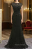 Elegant Black Mother Of The Bride Dresses Mermaid Cap Sleeves Lace