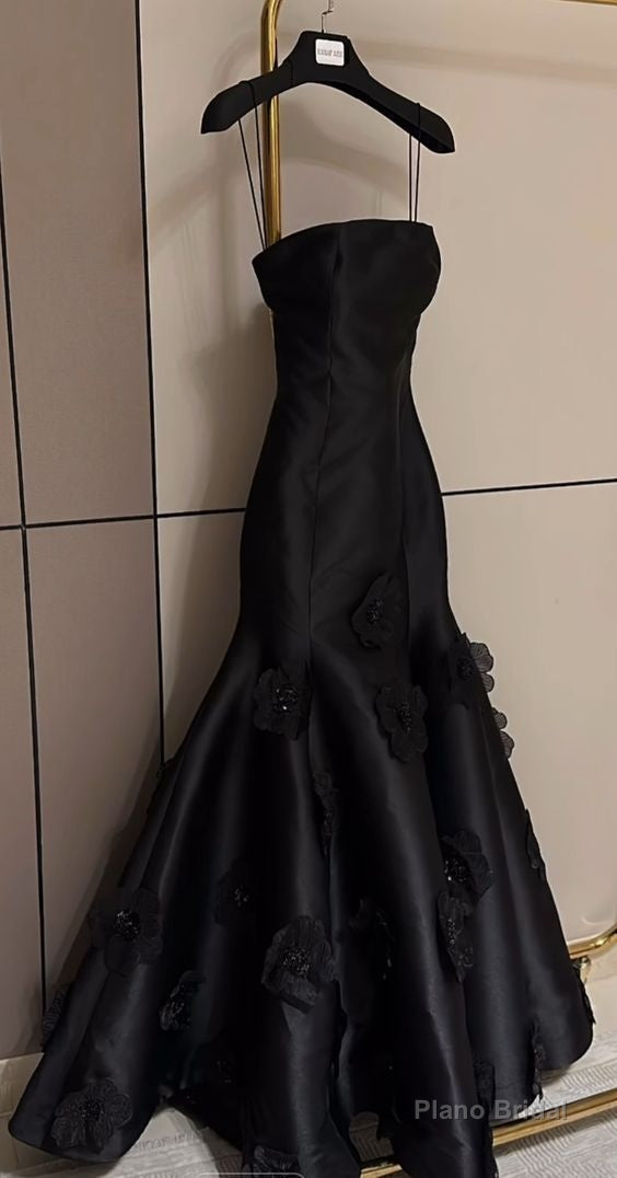 Elegant Black Spaghetti Straps Prom Dress Wedding Party Dresses Secondary image