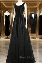 Elegant Black Velvet Cap Sleeves Evening Dresses, Black Formal Prom Dresses