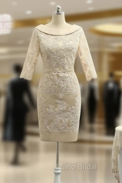 Elegant Champagne Mother Of The Bride Dresses Sheath Long Sleeves Lace Main image