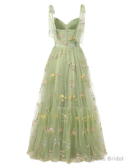 Elegant Embroidery Lavender Prom Dresses Sweetheart Spaghetti Straps A Line Party Dress Long Simple Formal Dress