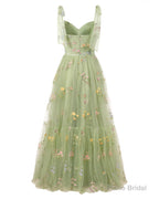 Elegant Embroidery Prom Dresses Sweetheart Spaghetti Straps A Line Party Dress Long Simple Formal Dress