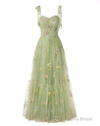 Elegant Embroidery Lavender Prom Dresses Sweetheart Spaghetti Straps A Line Party Dress Long Simple Formal Dress