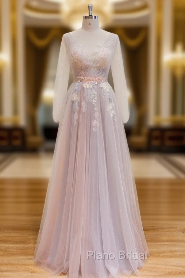 Elegant Flower Lace Pink Party Dres,s Sexy V Neck Evening Dresses Backless Tulle Formal Prom Dresses