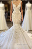 Elegant Ivory Spaghetti straps Sleeveless Mermaid Wedding Dresses