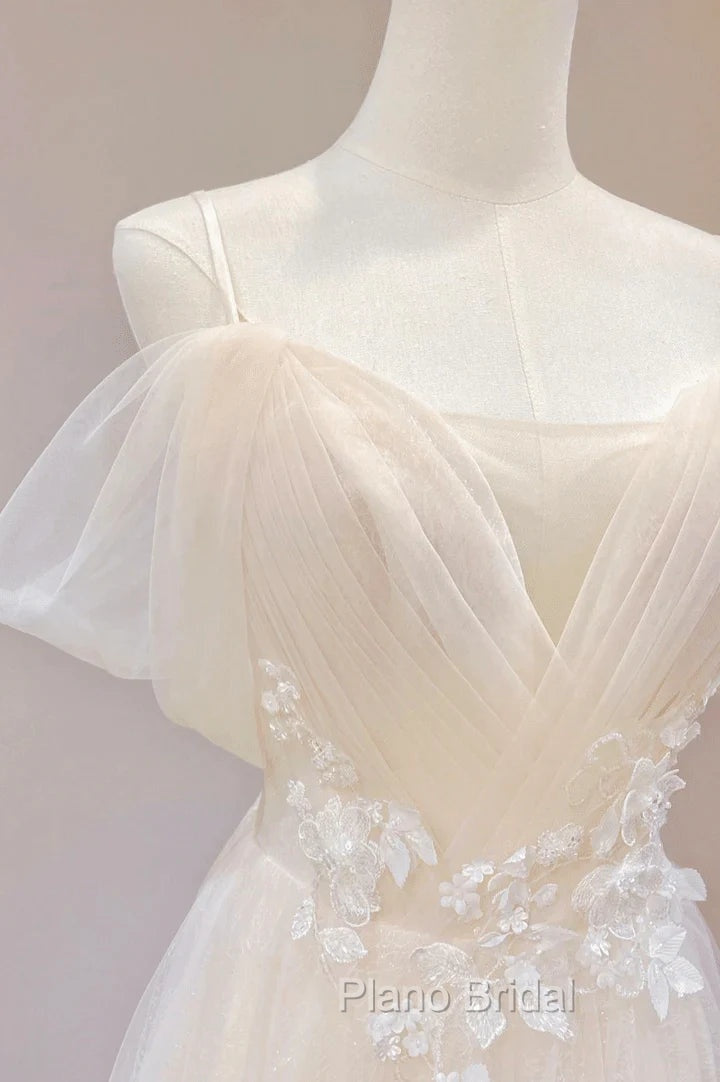 Elegant Ivory Tulle with Lace Long Off Shoulder Party Dresses A-line Formal Prom Dresses Formal Prom Dresses shops Secondary image