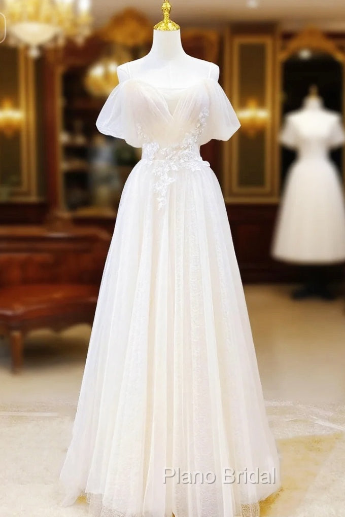 Elegant Ivory Tulle with Lace Long Off Shoulder Party Dresses A-line Formal Prom Dresses Formal Prom Dresses shops
