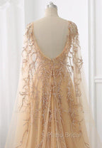 Elegant Jewel Long Sleevess Ruffle Formal Prom Dresses with Beadings On Sale