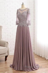 Elegant Lace Jewelry Collar With 3/4 Sleeves Mother Of The Bride Dresses