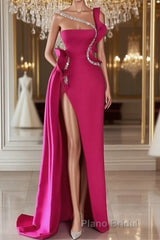 Elegant Long Glitter Sleeveless Front Split Long Formal Prom Dresses With Ruffles Long
