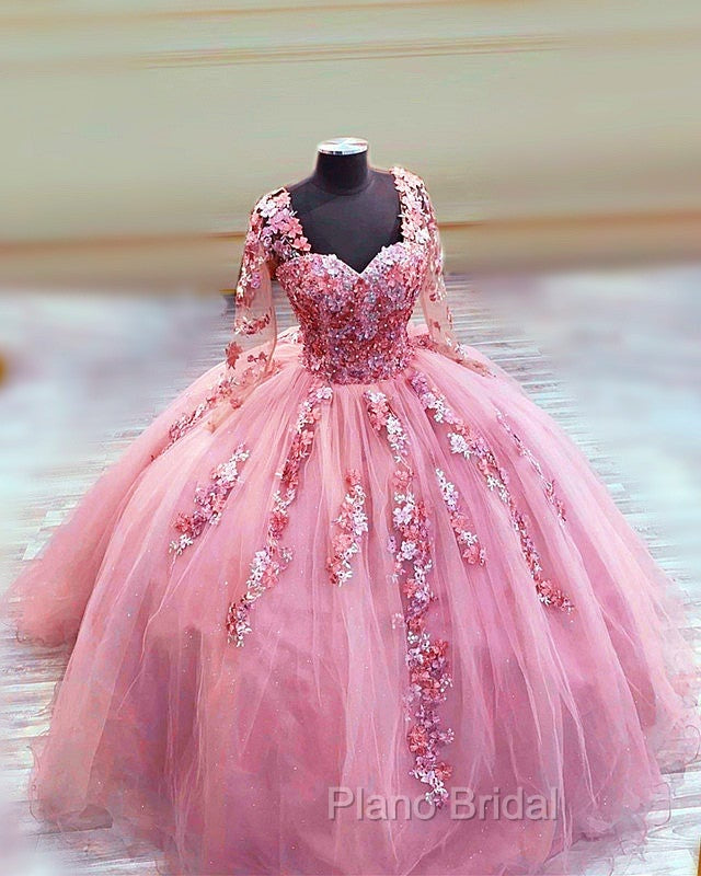 Elegant Long Sleeves Quinceanera Dresses Ball Gown With 3D Flowers Secondary image