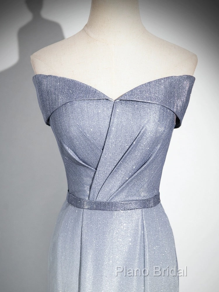 Elegant Mermaid Gray Long Formal Prom Dresses, Gray Party Dresses