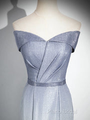 Elegant Mermaid Gray Long Formal Prom Dresses, Gray Party Dresses