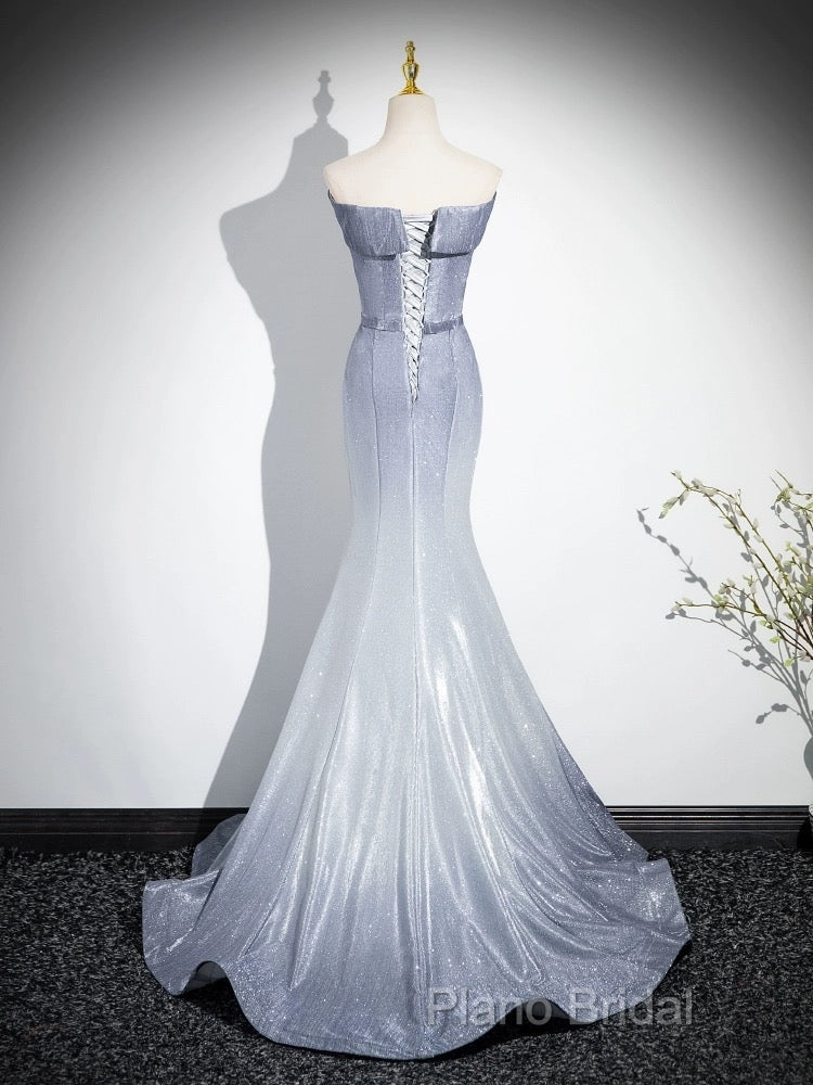 Elegant Mermaid Gray Long Formal Prom Dresses, Gray Party Dresses