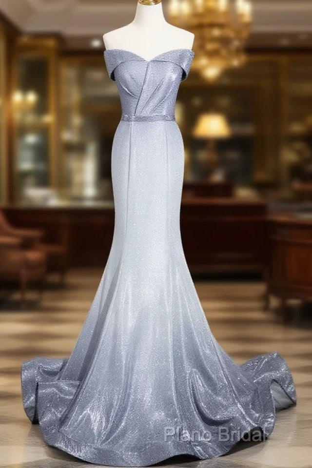 Elegant Mermaid Gray Long Formal Prom Dresses, Gray Party Dresses Main image