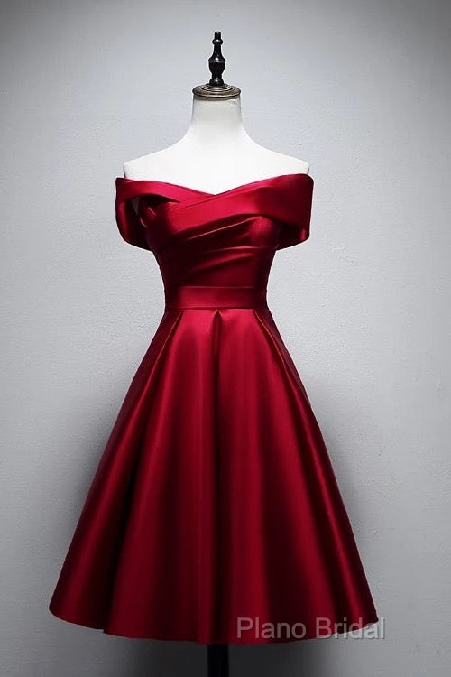 Elegant Off Shoulder Satin Knee Length Bridesmaid Dresses