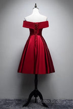 Elegant Off Shoulder Satin Knee Length Bridesmaid Dresses