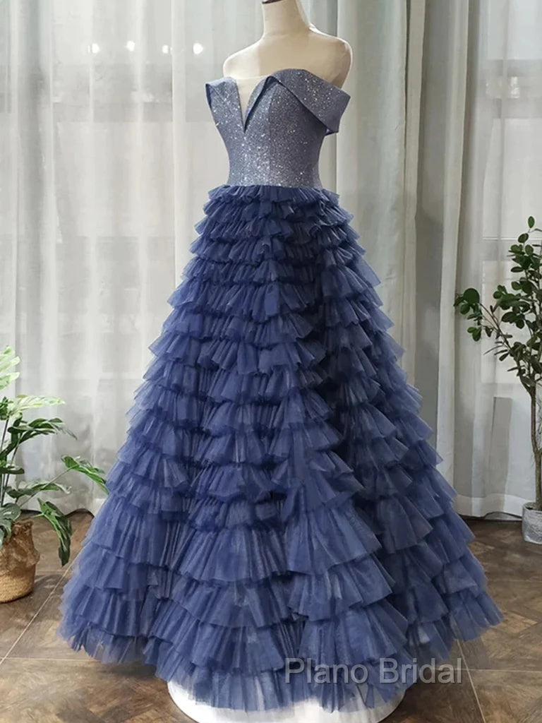 Elegant Off Shoulder Sequins Top Long Formal Prom Dresses, Formal Dresses, Off The Shoulder Ball Gown Secondary image