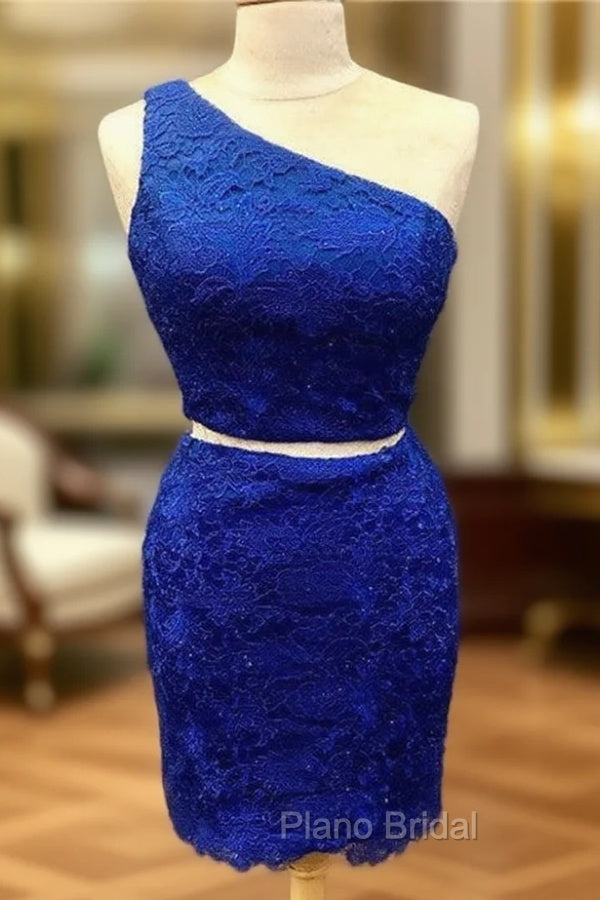 Elegant One Shoulder Homecoming Dresses Two Piece Formal Prom Short Dresses Main image