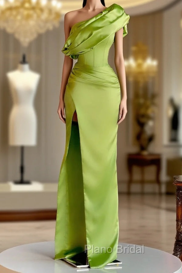 Elegant One Shoulder Long Evening Formal Prom Dresses With Split Main image