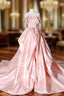 Elegant Pink A Line Strapless Appliques Satin Evening Dresses Formal Prom Dresses