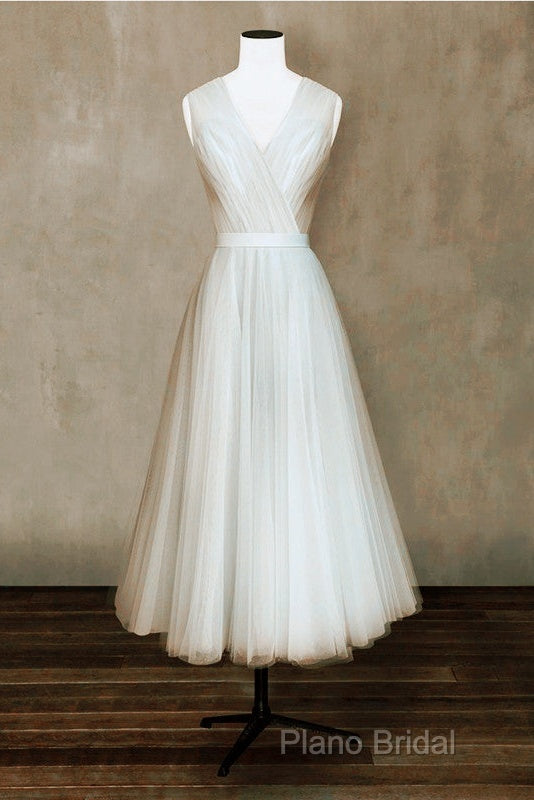 Elegant Pleated Tulle Midi Formal Prom Party Dresses