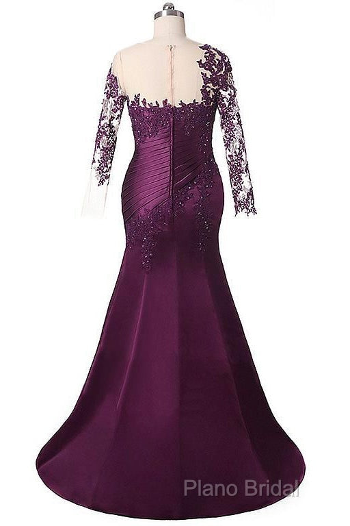 Elegant Plus Size Mermaid Long Sleeves Floor-Length Formal Prom Dresses With Lace Appliques Secondary image