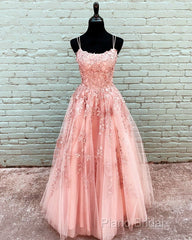 Elegant Formal Prom Dresses Ball Gown Tulle Floor Length Lace Embroidery