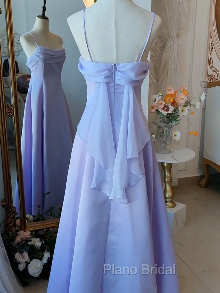 Elegant Purple Spaghetti Straps Formal Prom Dresses Fairy Formal Party Gown Evening Dresses