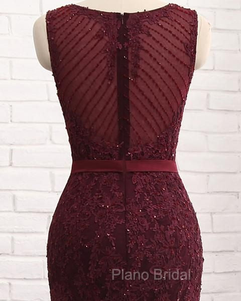 Elegant Scoop Sleeveless Tulle Mermaid Appliques Sequins Zipper Formal Prom Dresses