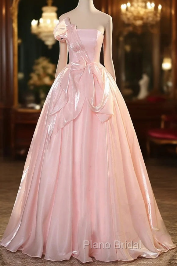 Elegant Shiny Pink Organza Ball Gown Quinceanera Dresses
