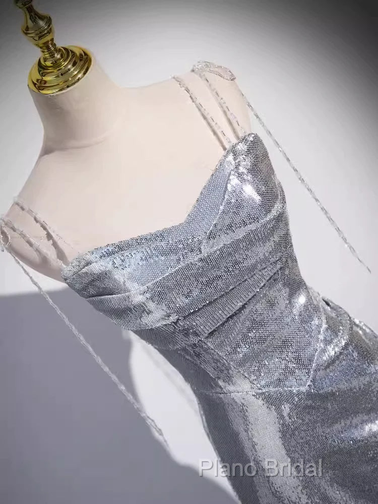Elegant Silver Sequin Mermiad Formal Prom Dresses Long Formal Dresses