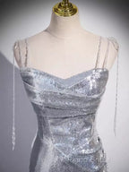 Elegant Silver Sequin Mermiad Formal Prom Dresses Long Formal Dresses
