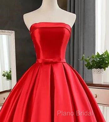 Elegant Strapless Ball Gown Red Formal Prom Dresses With Bow Secondary image